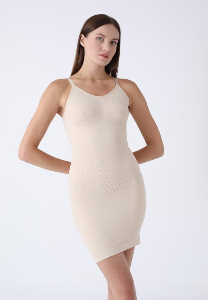 Rochie Corset cu Bretele Reglabile și Bandă din Silicon ,Culoare Bej,Engros